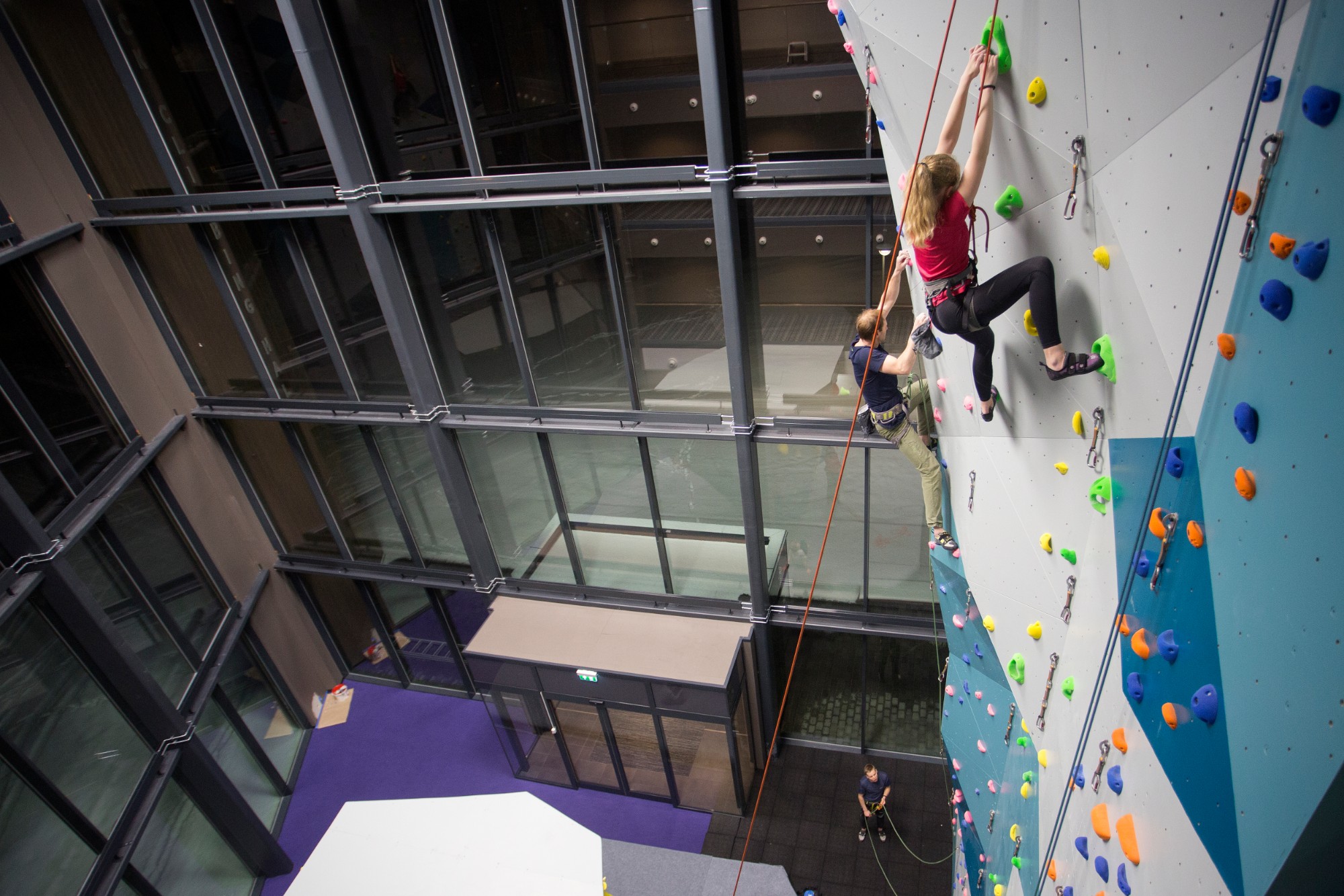 Indoor climbing with instructor